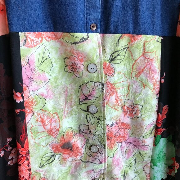 Handmade Boho Patchwork Duster, Size L-XL: Upcycled Hippie Tunic - Picture 15 of 16